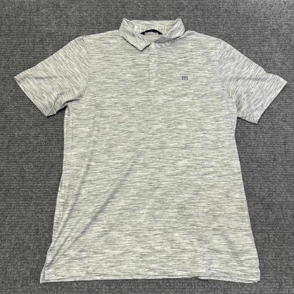 Travis Mathew Polo Shirt Mens XL Gray Solid Golf Performance Stretch Knit